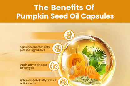 Elunarify Pumpkin Seed Oil 1000mg – 300 Softgel Capsules | Cold-Pressed Virgin Oil for Hair, Prostate & Immune Support