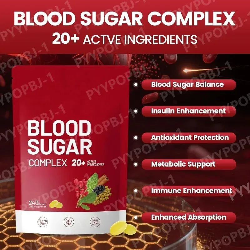 Elunarify Blood Sugar Complex – 240 Softgels | Multivitamin with Cinnamon, Bitter Gourd & 20 Herbal Extracts