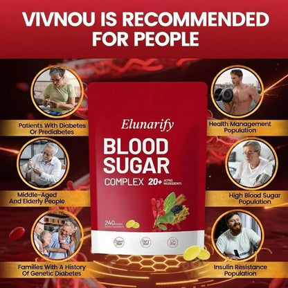Elunarify Blood Sugar Complex – 240 Softgels | Multivitamin with Cinnamon, Bitter Gourd & 20 Herbal Extracts