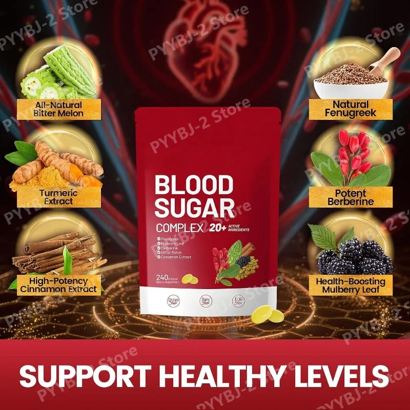 Elunarify Blood Sugar Complex – 240 Softgels | Multivitamin with Cinnamon, Bitter Gourd & 20 Herbal Extracts