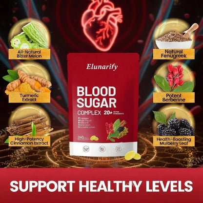 Elunarify Blood Sugar Complex – 240 Softgels | Multivitamin with Cinnamon, Bitter Gourd & 20 Herbal Extracts